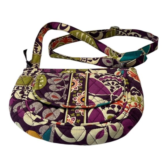 Vera Bradley Quilted Crossbody Bag – Ribbons Pattern – Adjustable Strap, Pockets - Picture 4 of 6